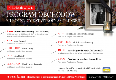 Zaproszenie na obchody XII rocznicy Katastrofy Smoleńskiej