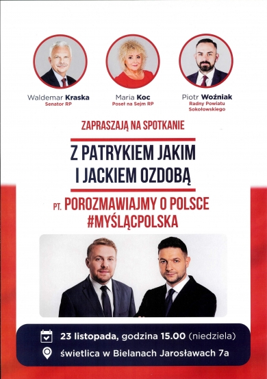 Zaproszenie na spotkanie z Posłami do Parlamentu Europejskiego Patrykiem Jakim i Jackiem Ozdobą