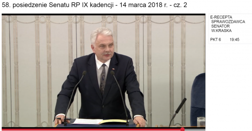 Senator Waldemar Kraska sprawozdawcą senackiej Komisji Zdrowia ustawy o e-recepcie