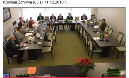 83. posiedzenie Komisji Zdrowia  11 grudnia 2018 roku