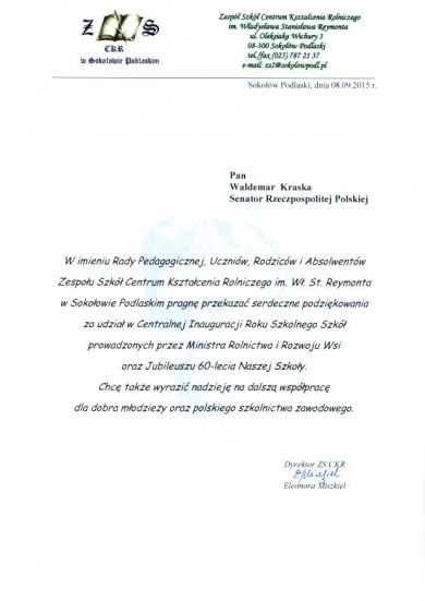 60-lecie Zespołu Szkół Kształcenia Rolniczego w Sokołowie Podlaskim